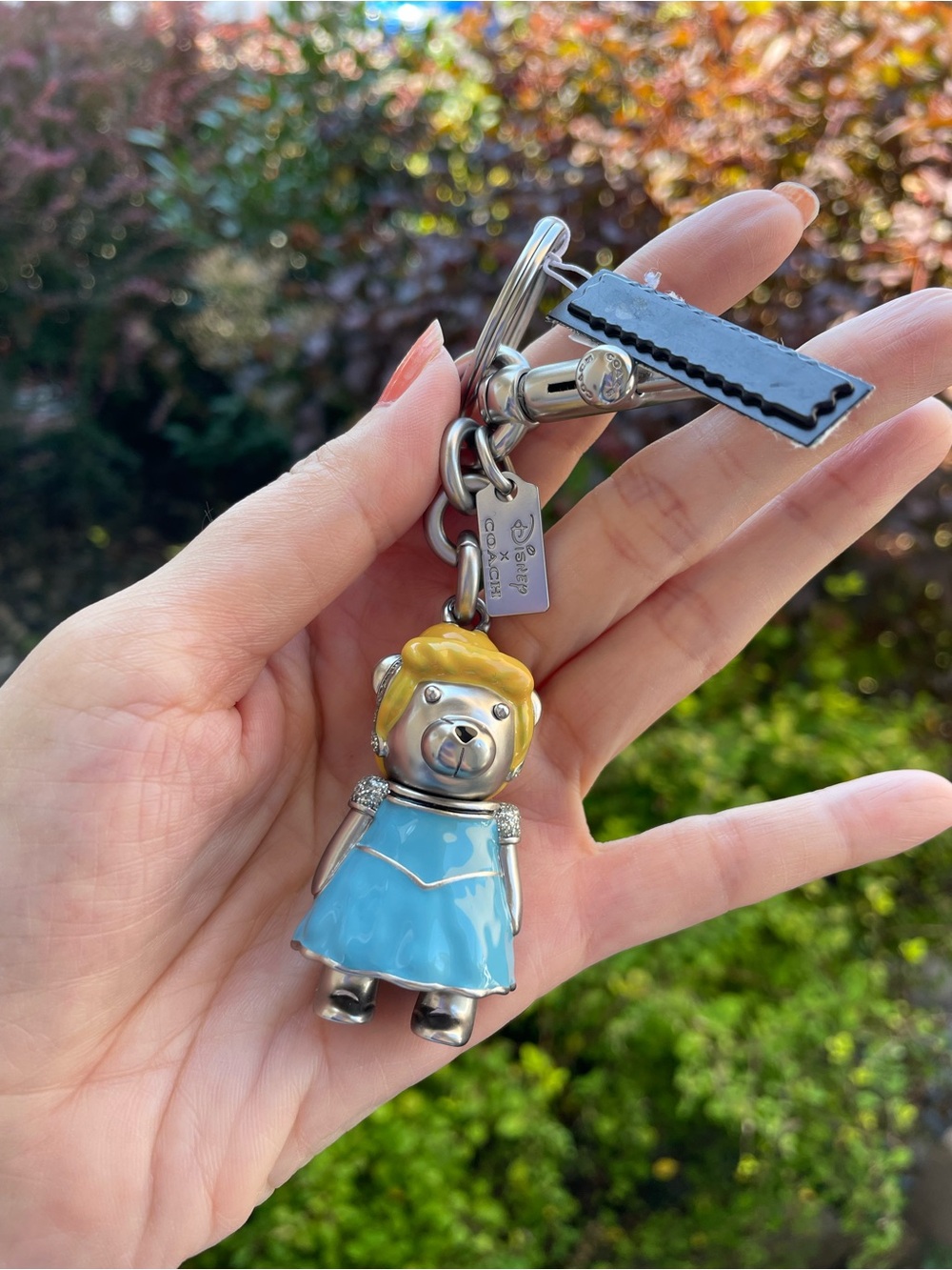Coach cinderella Bear Keychain Charm with Blue Dress and Yellow Hair
